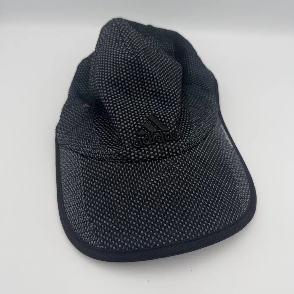 Adidas Adizero Running Hat Black Grey Climalite Mesh Adjustable Performance Cap